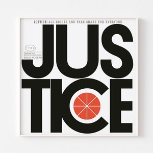 Justitie-poser-afdruk | Typografie geïnspireerd op Blue Note "Unity" lp-hoesafbeelding | Cirkeldiagram moderne jazz uit het midden van de eeuw | 20-40% KORTING + GRATIS VERZENDING
