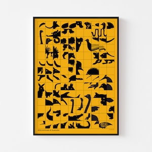 Australien Wildtiere Poster | Känguru Koala Hai Überquerungsschild Bauhaus Charley Harper Zoologiekarte | 20-40% SALE + KOSTENLOSER VERSAND