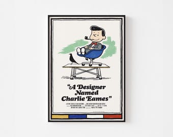 Póster de Charlie Eames / Homenaje al estilo de las tiras cómicas / Diseñador arquitectónico moderno de mediados de siglo / Casa Bauhaus / 20-40 % de descuento + envío gratis