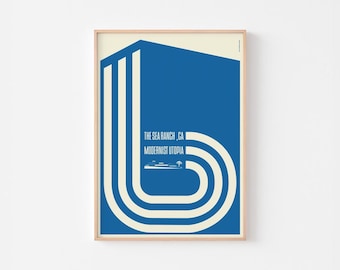 Impresión de póster de Sea Ranch, California, arte de pared / Sonoma Utopia Modernist Big Sur Bauhaus Surf Eames House Arquitectura de mediados de siglo Fuentes