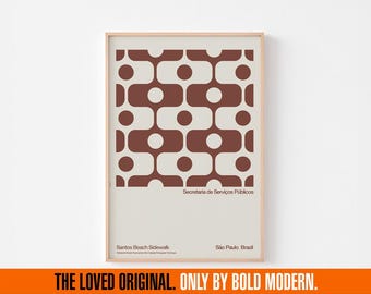 São Paulo Santos Beach Sidewalk Poster Print / Brasil Rio Piso Paulista Modernista Pelé Neymar Jr Copacabana Esplanade Ipanema Oscar Niemeyer