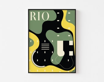 1956 RIO MAGAZINE Poster Print Mid Century Tropical Modern Brazil Roberto Burle Marx Bauhaus Eames Brutalist Jean Arp Sidewalk Tropicalia