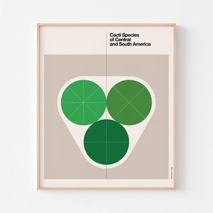 Kakteenarten aus Mittel- und Südamerika Poster Print Mid Century Modern Tropisch Monstera Kaktus Sukkulente Brasilien Oscar Niemeyer Bauhaus