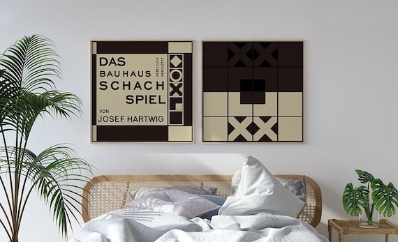 BAUHAUS CHESS SCHACHSPIEL Poster Print Mid Century Modern Board