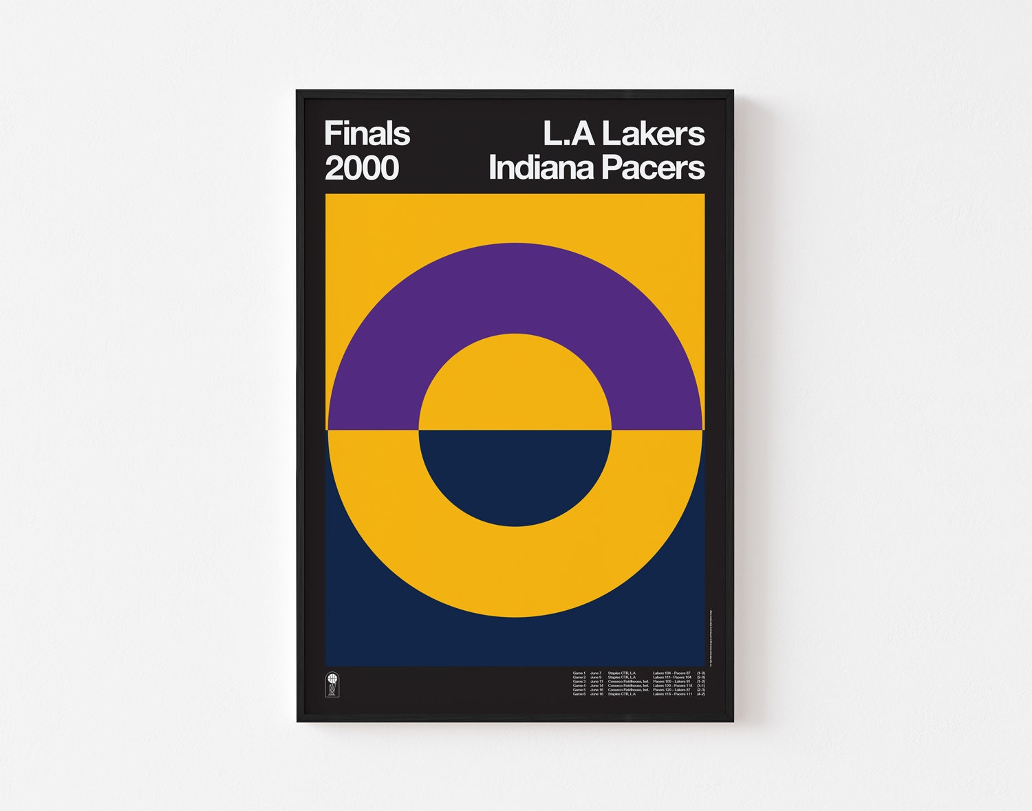 2000 NBA Finals Poster Print | Los Angeles Lakers Indiana Pacers | Kobe Bryant Reggie Miller Basketball Josef Albers Bauhaus | FREE SHIPPING