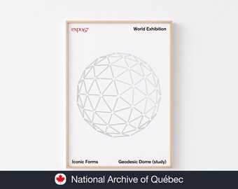 EXPO 67 GEODESIC DOME Poster Print Montreal Canada Mid Century Modern 1967 U.S Pavilion Scandinavian Danish Abstract Habitat Biosphere