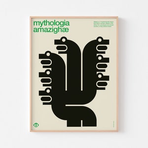 Mythologie amazighe TALAFSA affiche impression berbère dragon monstre marocain milieu du siècle africain arabe Sebastiao Rodrigues Hamsa Beni Ourain Algérie