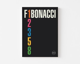 FIBONACCI Poster Print | Mid Century Modern Herbert Leupin ibm Paul Rand Massimo Vignelli Helvetica Swiss Typography Mathematics Science