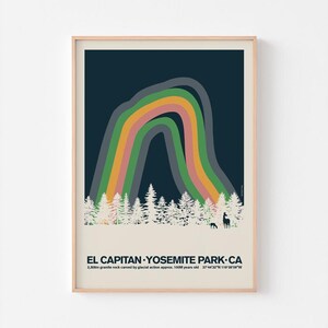 El Capitan Poster Print | Yosemite California National Park Geography Chart | Psychedelic Mid Century Modern | 20-40% OFF + FREE SHIPPING