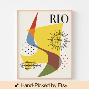 1954 RIO MAGAZINE Poster Print Mid Century Tropical Modern Brazil Almanaque Bauhaus Sebastiao Rodrigues Eames Monstera Free Shipping image 1