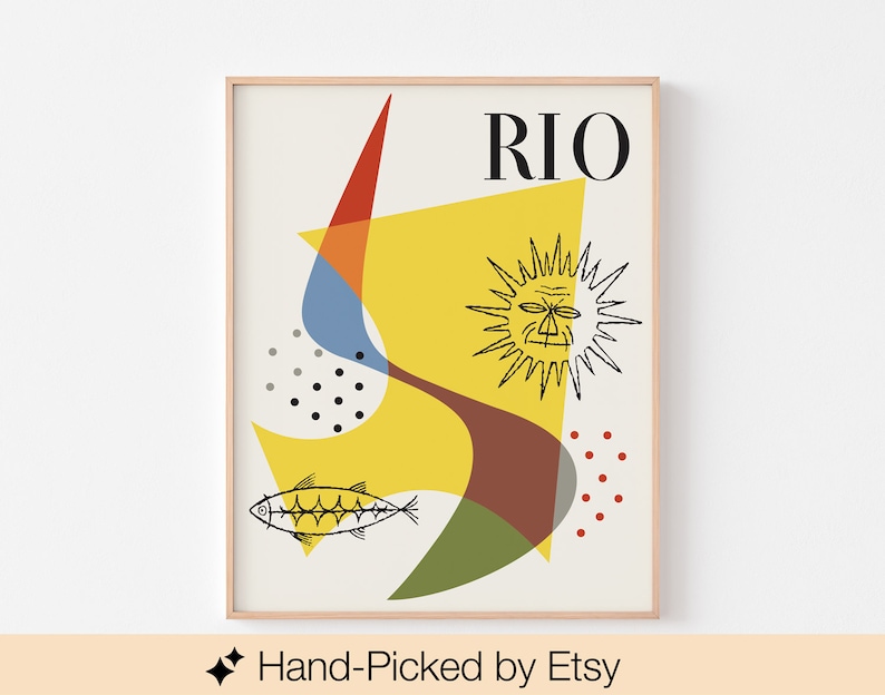 1954 RIO MAGAZINE Poster Print Mid Century Tropical Modern Brazil Almanaque Bauhaus Sebastiao Rodrigues Eames Monstera Free Shipping image 1