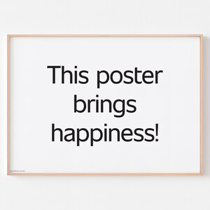 THE HAPPINESS POSTER Any Language Print Mid Century Modern Vintage Scandinavian Optimistic Typography Nursery Montessori Free Shipping image 1