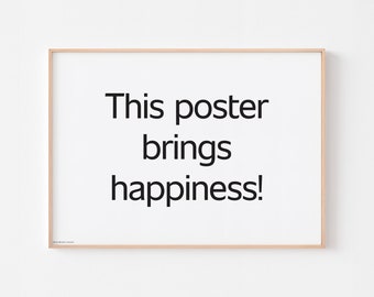 THE HAPPINESS POSTER | Any Language | Print Mid Century Modern Vintage Scandinavian Optimistic Typography Nursery Montessori + Free Shipping