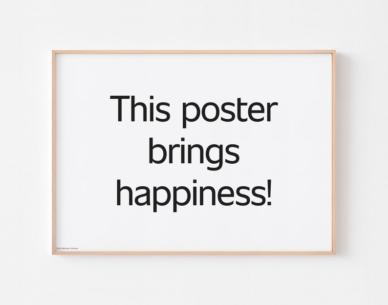 THE HAPPINESS POSTER Any Language Print Mid Century Modern Vintage Scandinavian Optimistic Typography Nursery Montessori Free Shipping image 1