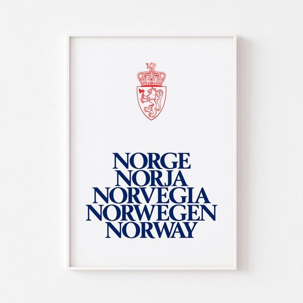 NORWAY COAT of ARMS Poster Print Mid Century Danish Modern Nordic Scandinavian Typography Norway Westnofa Ingmar Relling Keep Calm Carry On