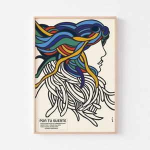 1972 POR TU SUERTE Woodstock affiche impression milieu du siècle moderne Boho tropical cubain mexicain moderniste Milton Glaser Reggae Timur Zoloev