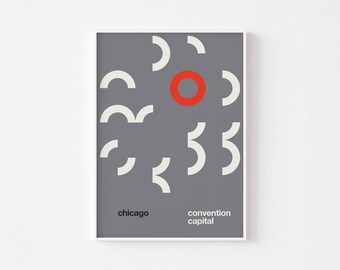 1968 CHICAGO MUSEUM Century Modern Poster Print New York Mondrian Danish Scandinavian Bauhaus Architecture + Free Shipping