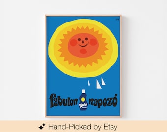 MID CENTURY SUN Fabulon Napozo Modern Poster Print Hungarian Bohemian Woodstock Summer Sunny Hippie California Surf Skate + Free Shipping