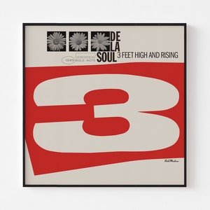 DE LA SOUL Poster Print | 3 Feet High and Rising lp album Vinyl Mid Century Modern Blue Note Eames Typography Jazz Miles Davis Hip Hop Daisy
