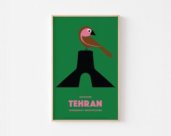TEHRAN IRAN ARCHITECTURE Poster Print Azadi Tower Modernist Persia Le Corbusier Mid Century Modern Danish Scandinavian Bauhaus Nightingale