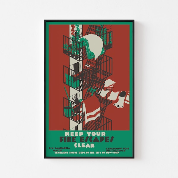 New York City Fire Escapes Poster Print | NYC Mid Century Modern Banksy Taxi Driver Velvet Underground Brooklyn Subway Andy Warhol Graffiti