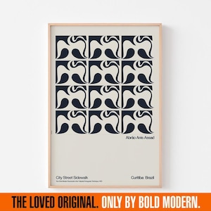Curitiba Sidewalk Poster Print Wall Art | Pombos Correio - Modernist Carrier Pigeon Pattern | Brazil Paranista Movement