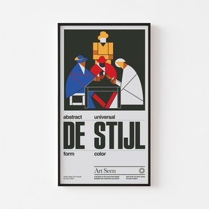 DE STIJL Poster Stampa #3 / Giocatori di carte moderni della metà del secolo Theo van Doesburg Piet Mondrian Gerrit Rietveld Herb Lubalin Eames Bauhaus Eames