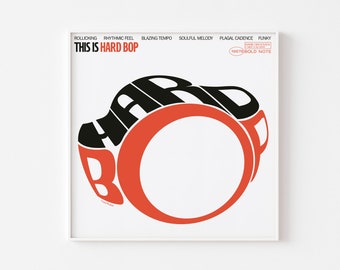 HARD BOP Typography Poser Print | Inspired by Blue Note LP Cover Art Lee Morgan Trumproller Mid Century Modern Vinyl Swiss Typography Jazz