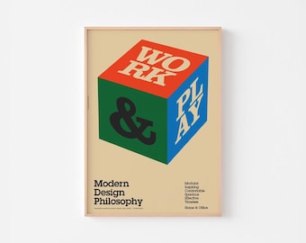 MODERN DESIGN PHILOSOPHY #1 | Print Poster Eames Work Play Mid Century Geometric Architecture Bauhaus Paul Rand Evening House Typography
