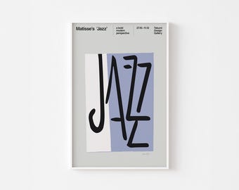 Impresión de póster/etiqueta de HENRI MATISSE JAZZ / Jean Arp Eames Bauhaus Tipografía suiza moderna de mediados de siglo John Coltrane Banksy Miles Davis Banksy