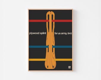 PLYWOOD LEG SPLINT Poster Print | Bold Modern Original Wall Art | Mid Century Modern Bauhaus De Stijl
