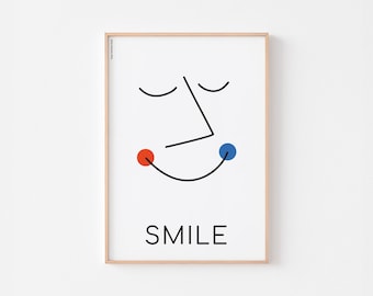 SONRISA *TODOS LOS IDIOMAS* Póster Impresión Arte de pared / Kawaii Japonés Bebé Escandinavo Sourire Tipografía francesa かわいい 可愛い Regalo de guardería 赤ちゃん Hygge