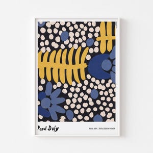 RAOUL DUFY Poster Wandkunst | Tropisches Gelb-Lila Muster | Mid Century Modern Sao Paulo Jean Arp Matisse Skandinavischer Brasilianer