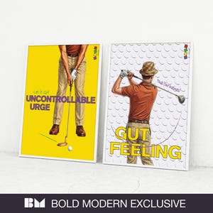 MOTIVATIONAL PSYCHOLOGY Poster Print | Gut Feeling | Uncontrollable Urge | 1970s Golf Player Wall Art | Post Punk Memphis Design