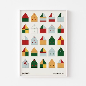 Copacabana Beach Poster Print | Paper Kites 1958 | Hard Edge Art Ellsworth Kelly Josef Albers Eames Reggae | 20-40% OFF + FREE SHIPPING