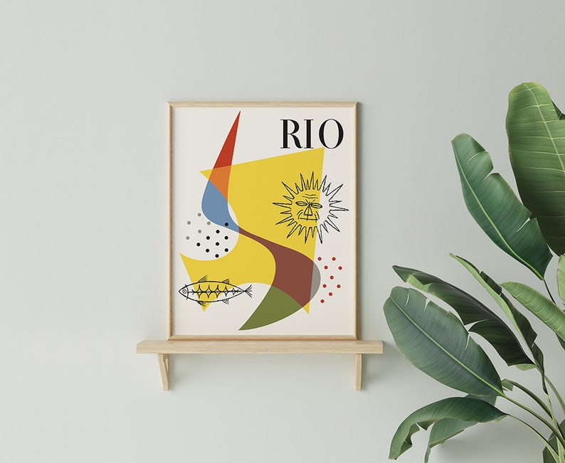 1954 RIO MAGAZINE Poster Print Mid Century Tropical Modern Brazil Almanaque Bauhaus Sebastiao Rodrigues Eames Monstera Free Shipping image 2