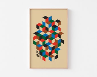 FILOSOFÍA DE DISEÑO MODERNO #3 / Imprimir Póster Eames Trabajo Juego Arquitectura geométrica de mediados de siglo Bauhaus Paul Rand Evening House Tipografía