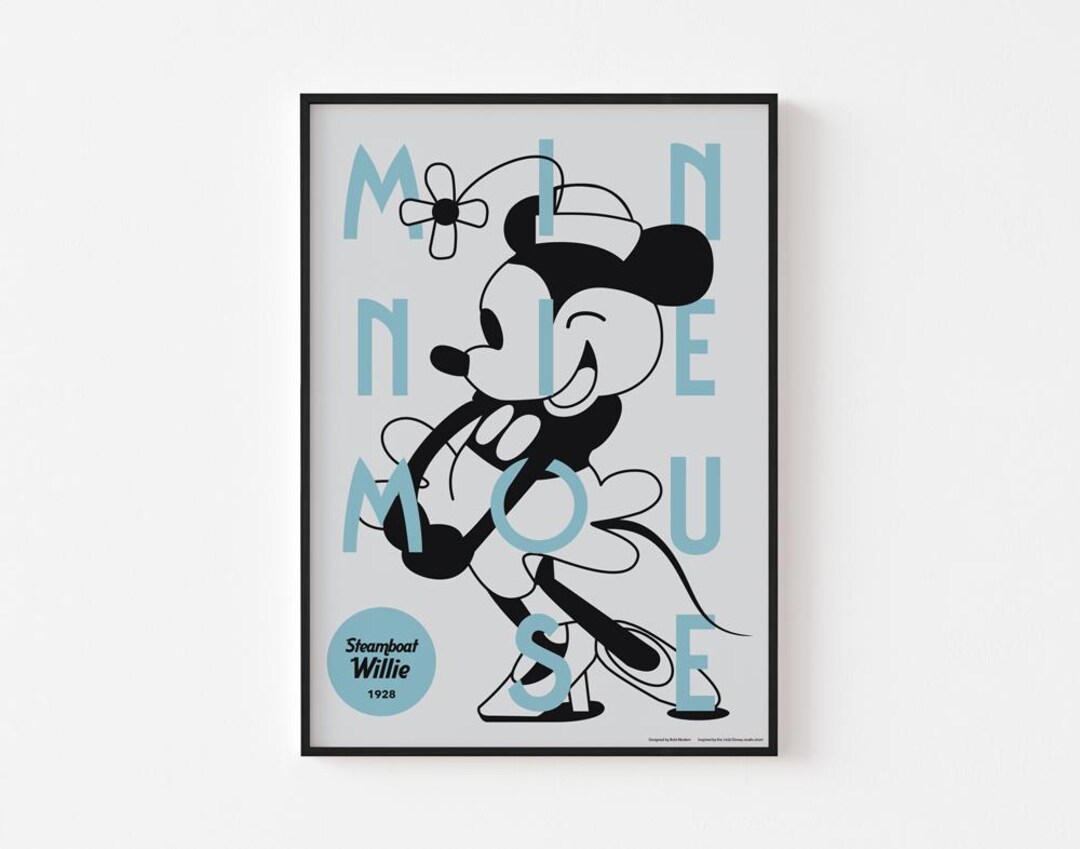 STEAMBOAT WILLIE Poster Print | Minnie 1928 | Mid Century Modern