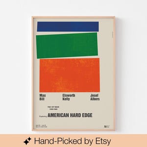 Impresión del póster de la exposición HARD EDGE / Richard Baringer Mediados de siglo Josef Albers Ellsworth Kelly Max Bill Bauhaus Bertha Schaefer Galería Eames