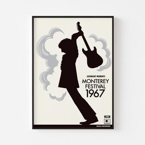 Monterey Festival 1967 Poster Print | Guitar Destroyed in Smoke | Fillmore Psychedelic Woodstock | Voodoo Child Jefferson Airplane Doors