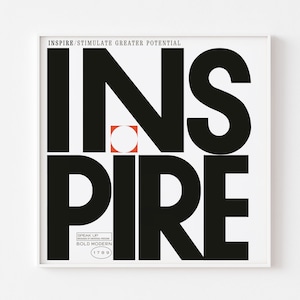 Inspire Poser Print | Typography Inspired by Blue Note "Unity" lp Cover Art | Larry Young Mid Century Jazz | 20-40% OFF + FREE SHIPPING