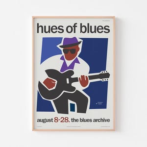 Chicago Blues Plakat Druck | Blautöne | Mid Century Henri Matisse | Muddy Waters Howlin Wolf Jazz Gitarre | 20-40% SALE + KOSTENLOSER VERSAND