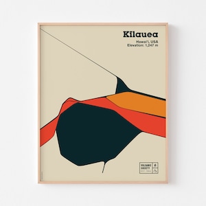 VOLCANIC SOCIETY : KĪLAUEA Poster Druck Vulkan Pablo Palazuelo Mid Century Modern Hawaii Juan Miro Berg Brandung Tropisch Maui Bauhaus Gesicht
