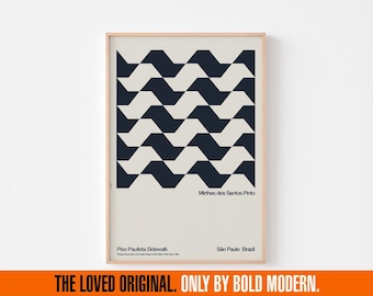 SÃO PAULO SIDEWALK Cartel Impresión Arte de pared / Original moderno audaz / Piso Paulista Mid Century Bauhaus Copacabana Esplanade Ipanema Brasil Surf