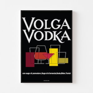 Plakat z wódką Volga z 1962 r. | Radziecki rosyjski ukraiński typografia Mid Century Modern Bar Pub Martini Piwo Wino | 20-40% ZNIŻKI + DARMOWA WYSYŁKA