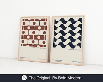 SÃO PAULO Sidewalk Pattern Poster Print Wall Art | Bold Modern Original | Santos Beach Surf | Piso Paulista | Rio Esplanade Ipanema Brazil