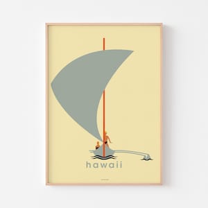 HAWAII SAILING VACATION Poster Print | Mid Century Modern Brazil Tropical Mexico Travel Surf Airline Caribbean