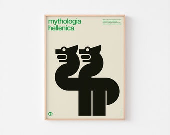 MYTHOLOGY GREEK HYDRA Poster Print Mid Century Modern Exhibition Canada Expo Scandinavian Viking Bauhaus Swiss Typography Dungeon Dragon