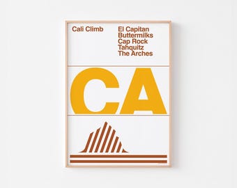 California Climbing Poster Print | Mid Century Modern Typography Massimo Vignelli Denver Winter Learning Japan | 20-40% OFF + FREE SHIPPING