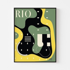 Poster di Rio Magazine del 1956, stampa artistica da parete / Moderno tropicale di metà secolo, Brasile, Roberto Burle, Marx, Bauhaus, Eames, marciapiede